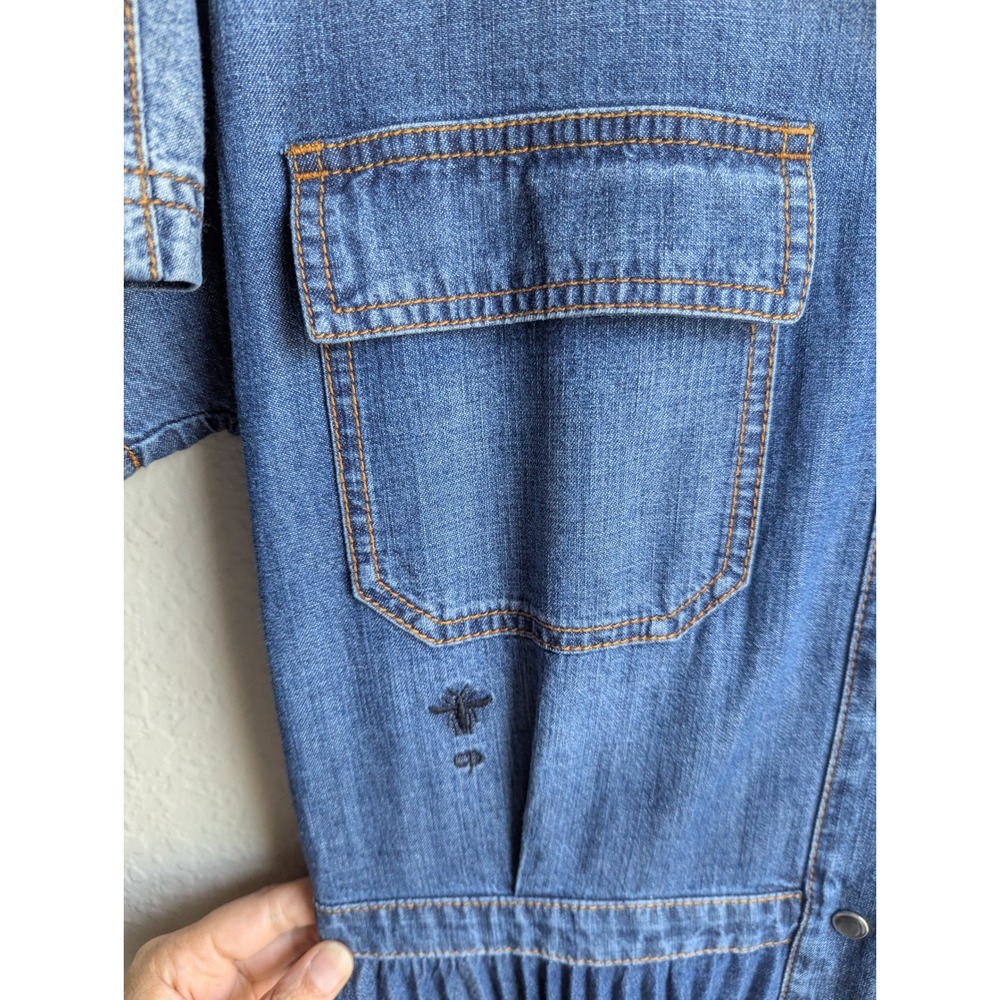Christian Dior‎ pleated denim midi shirt dress size US 8 blue button front $4900 - Picture 3 of 8